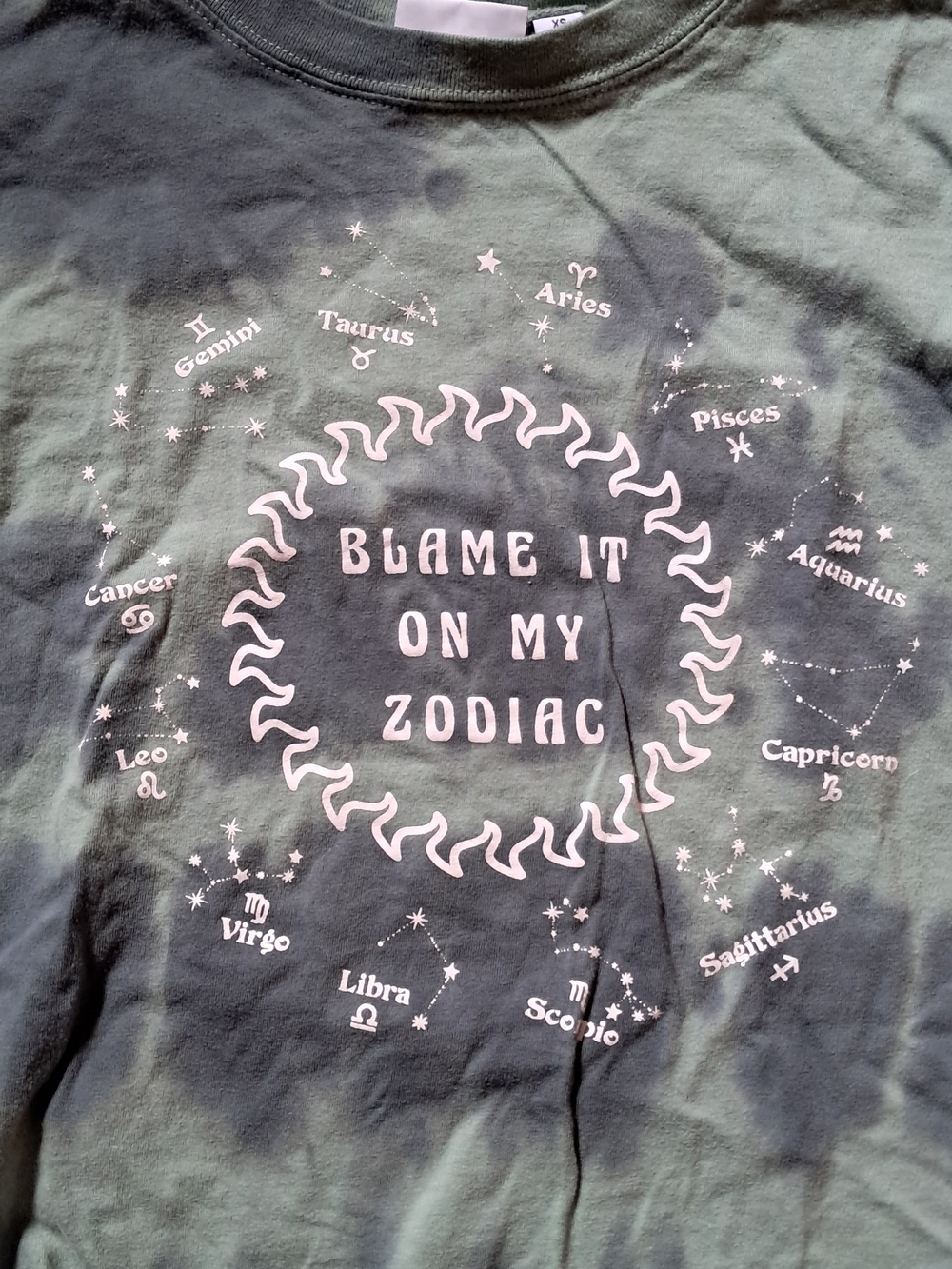 Mighty Fine Green "Blame It On My Zodiac" Graphic Tee